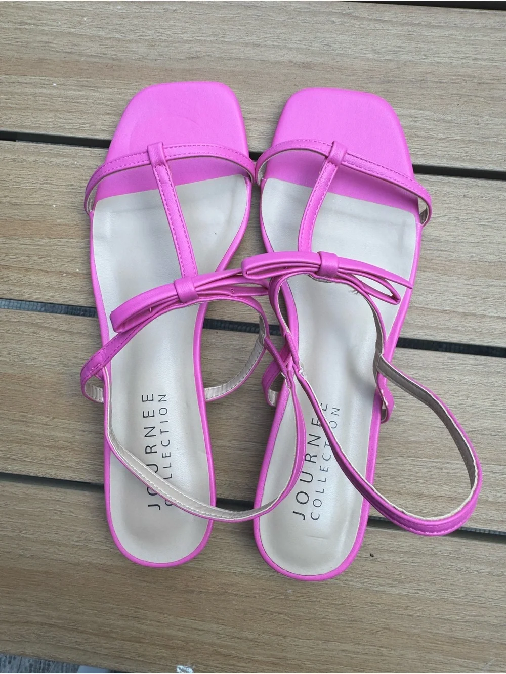 Journee Collection Pink Bow Strappy Sandals | Size 8.5